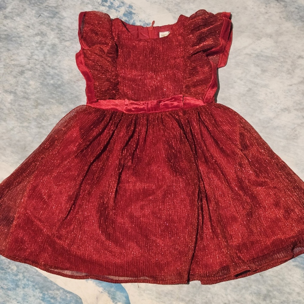 Kensie Girl Size 5 Red Sparkly Holiday Christmas Formal Party Dress